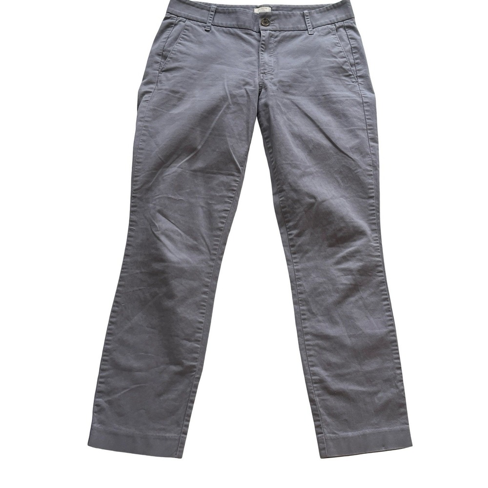 J. Crew Women's Size 4 Chino Pants Frankie Straight Leg Gray 98% Cotton Pockets